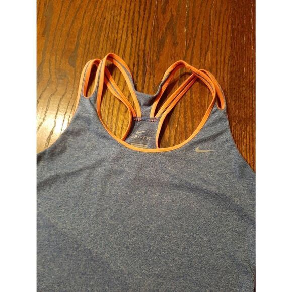 Small Nike Dri Fit Blue Pink Sleeveless Strappy Racerback Tank Top Athletic - Picture 2 of 3
